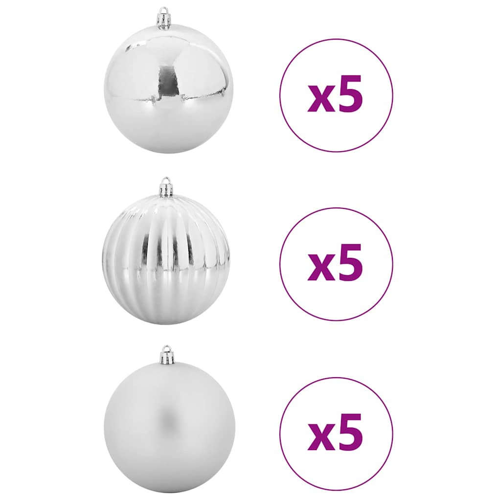 Christmas Bauble Set 15 pcs Silver